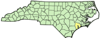 Map of North Carolina highlighting the project study area