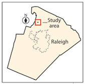 Location of study area and Raleigh in Wake County, North Carolina