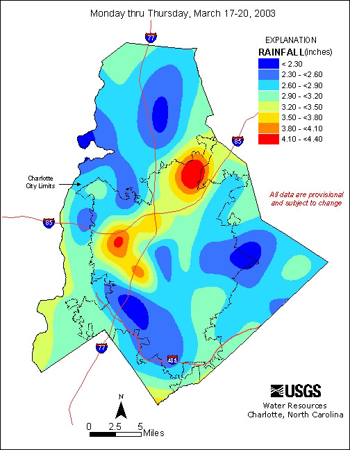 Distribution interval map for March 17, 2003 storm