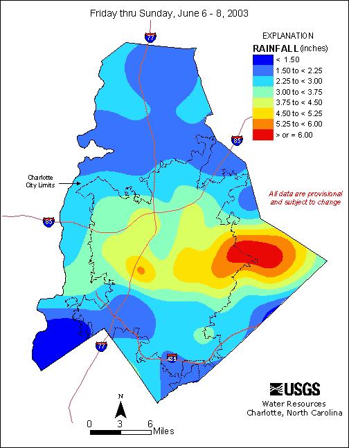 Distribution interval map for June 6, 2003 storm