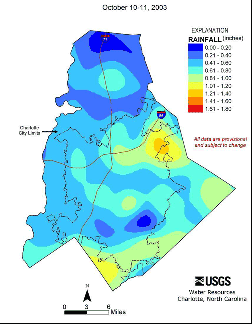 Distribution interval map for October 10,2003 storm