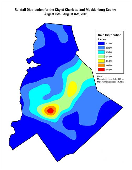 Distribution interval map for August 15, 2006 storm