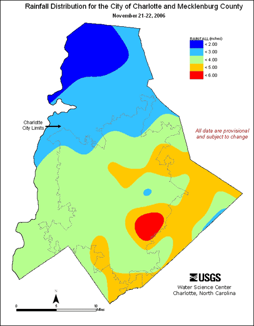 Distribution interval map for November 21, 2006 storm