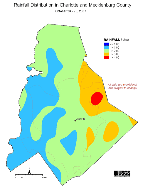 Distribution interval map for October 23, 2007 storm