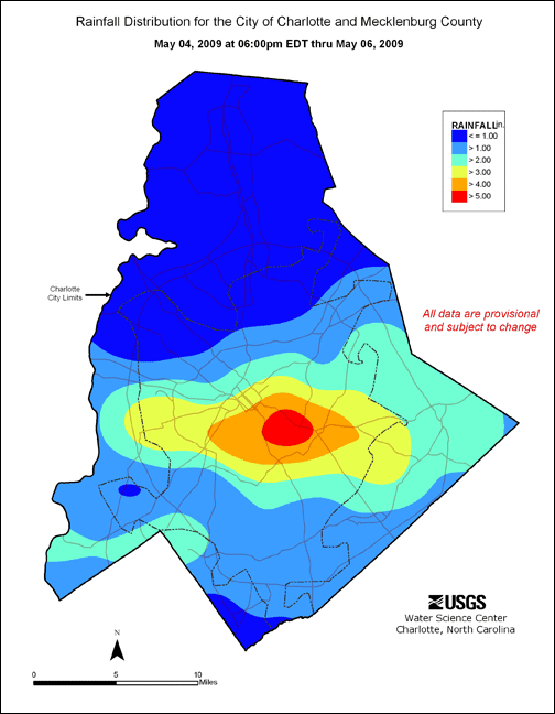 Distribution interval map for May 4, 2009 storm