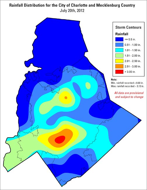 Distribution interval map for July 20, 2012 storm