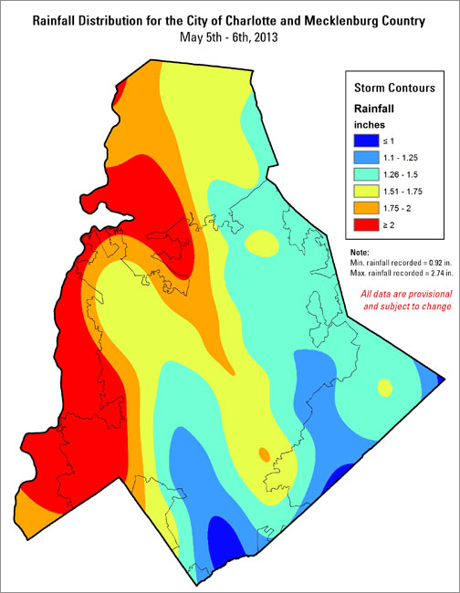 Distribution interval map for May 5, 2013 storm