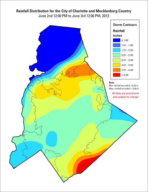 Distribution interval map for June 2, 2013 storm