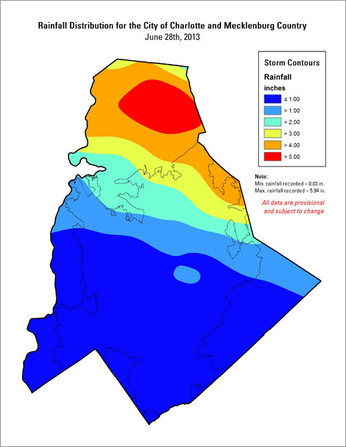 Distribution interval map for June 28, 2013 storm