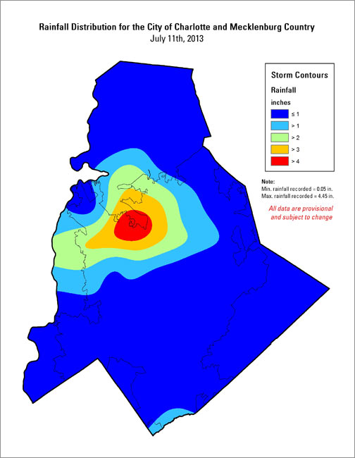 Distribution interval map for July 11, 2013 storm