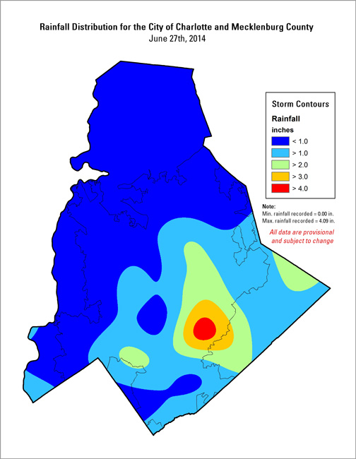 Distribution interval map for June 27, 2014 storm