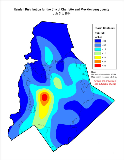 Distribution interval map for July 3, 2014 storm