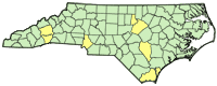 Map of North Carolina highlighting the project study area