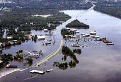 aerial photo of extreme flooding