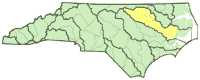 Map of North Carolina highlighting the project study area