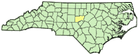 Map of North Carolina highlighting the project study area