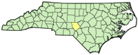 Map of North Carolina highlighting the project study area