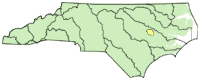 Map of North Carolina highlighting the project study area