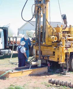 Photograph of a research well being drilled near Raleigh, North Carolina.